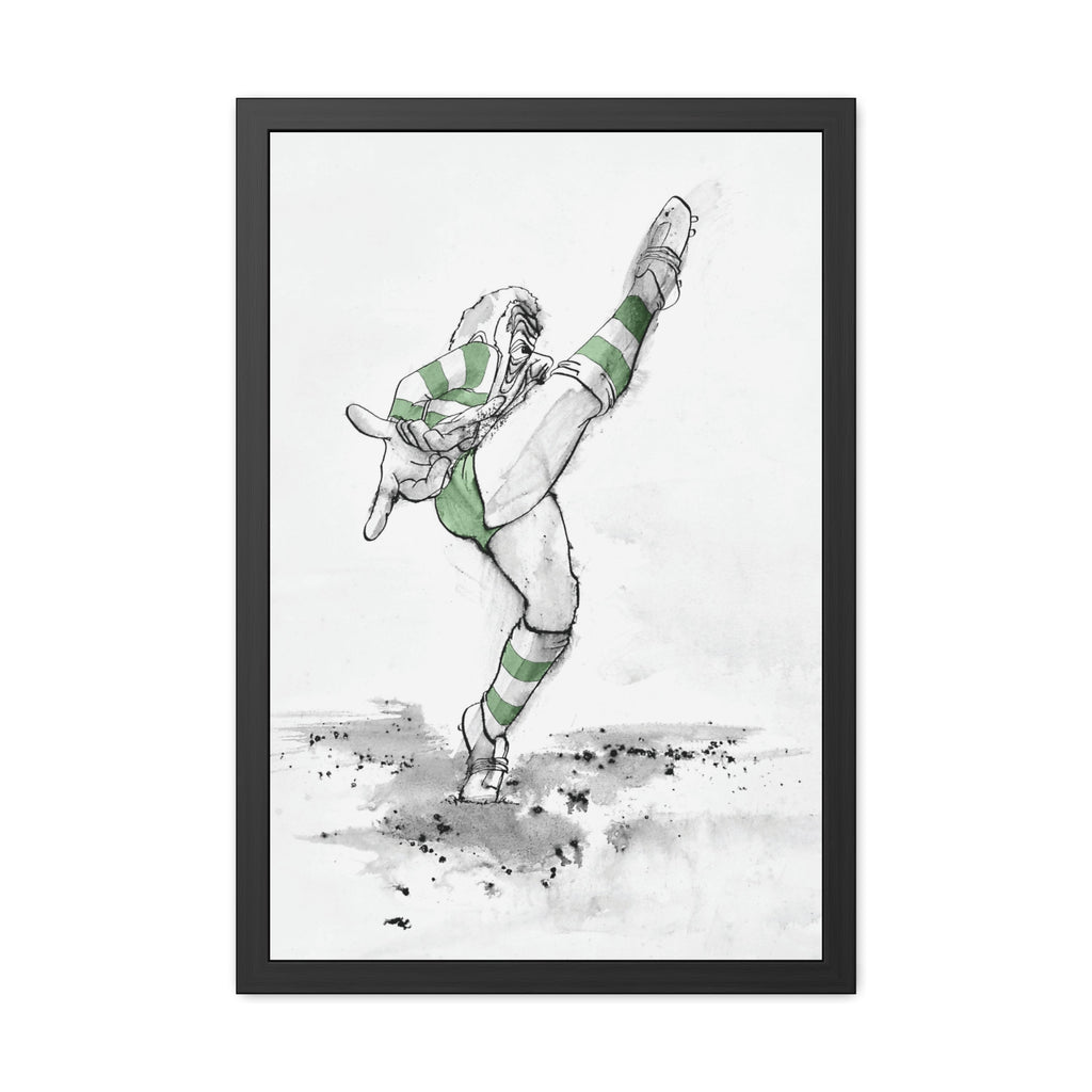 Kicking for Rugby Glory G&W Framed art