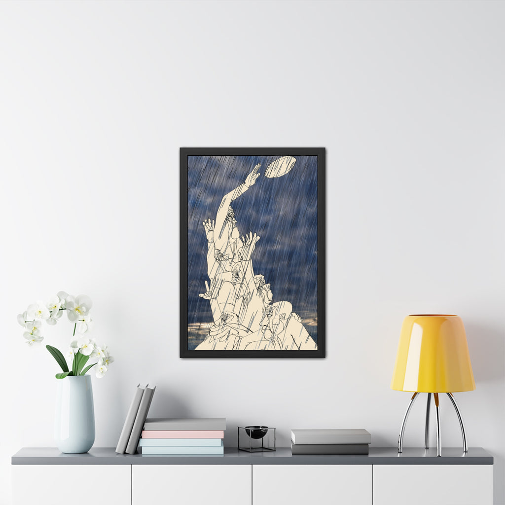 The Line out in the rain Framed art