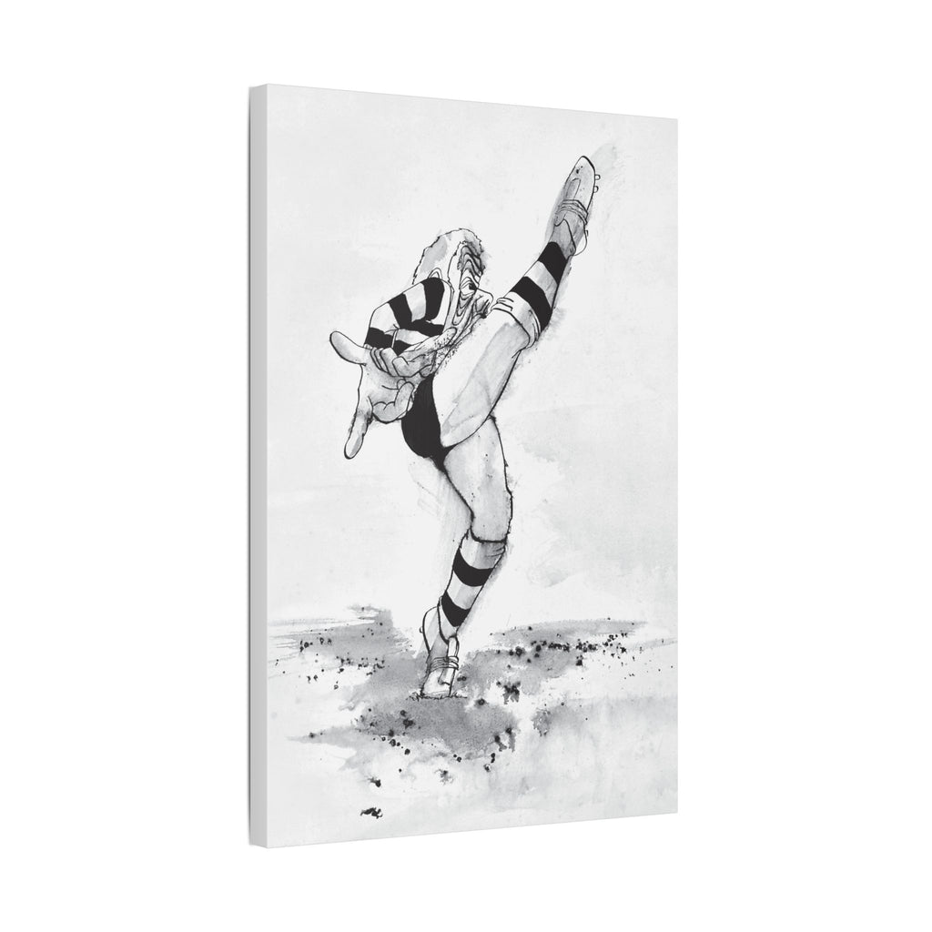 Kicking for Rugby Glory B&W Canvas