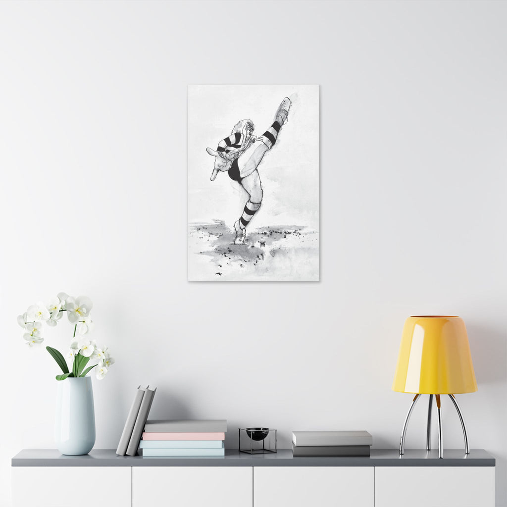 Kicking for Rugby Glory B&W Canvas