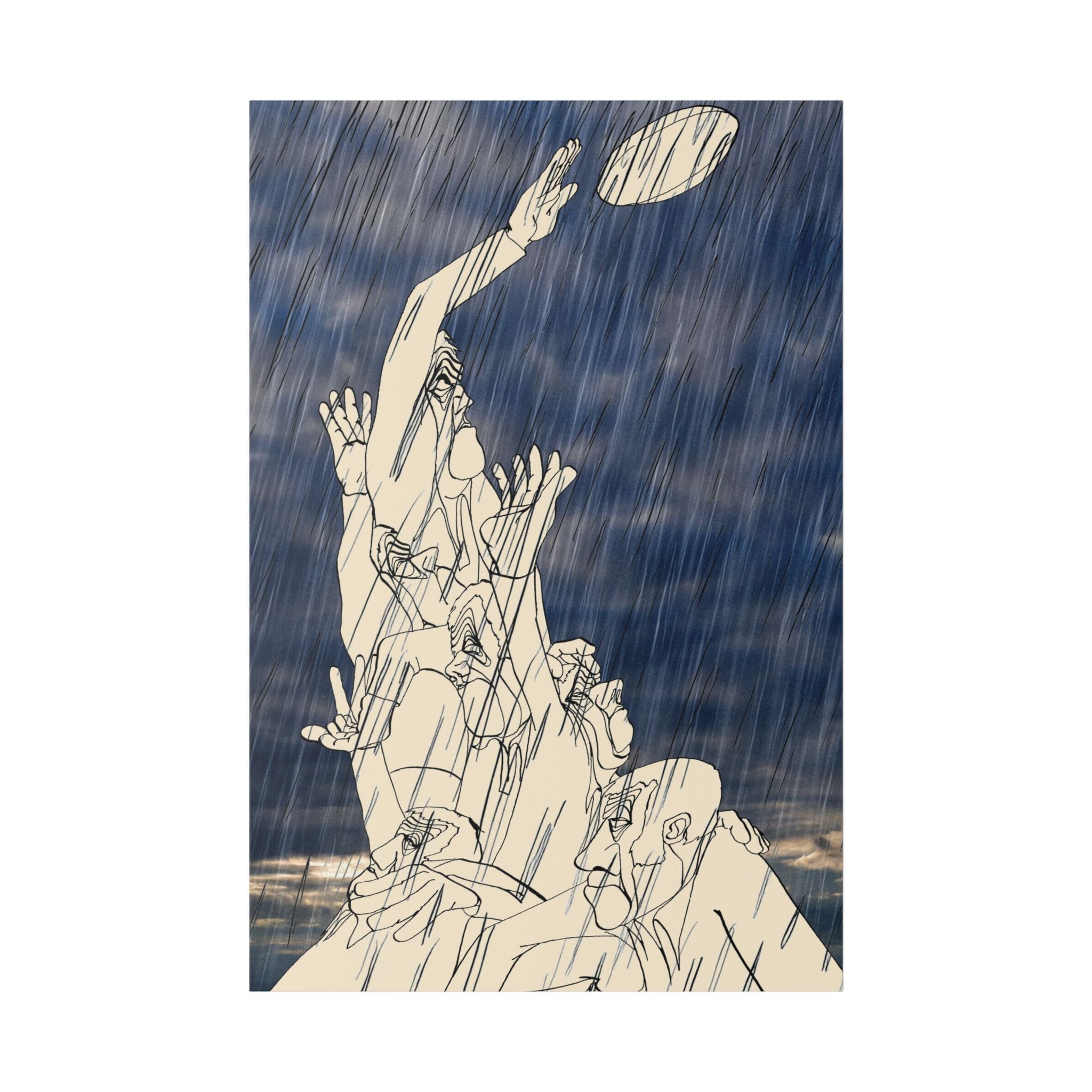 Line out in the rain Matt canvas