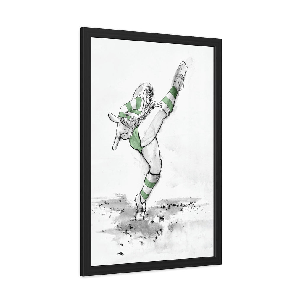 Kicking for Rugby Glory G&W Framed art