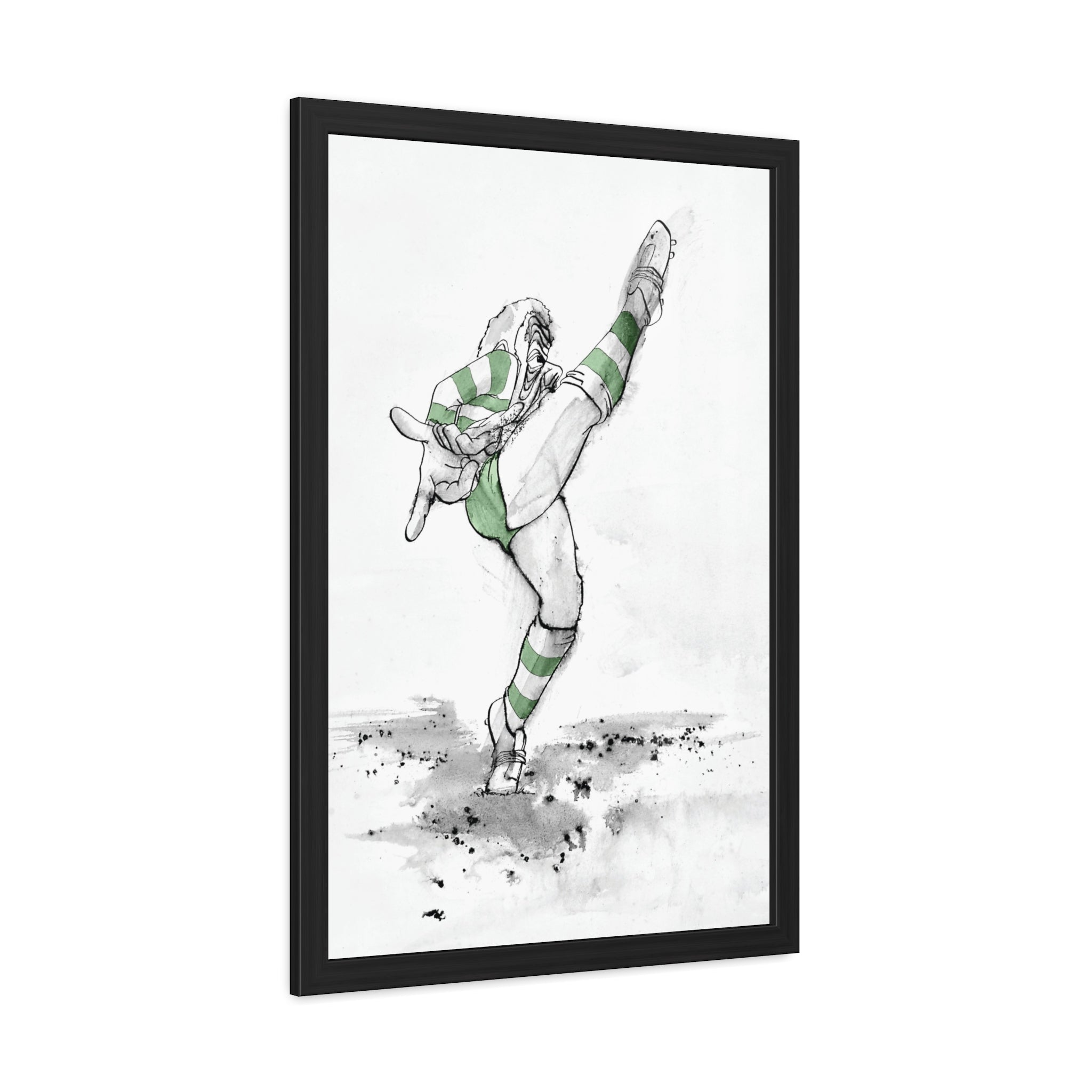 Kicking for Rugby Glory G&W Framed art