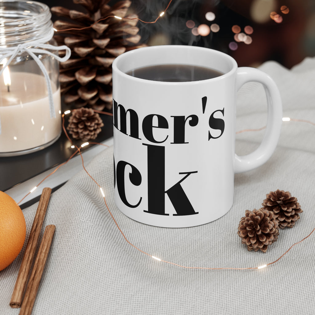 Drummer Rocks Coffee Mug — Bold Typography Ceramic 11oz