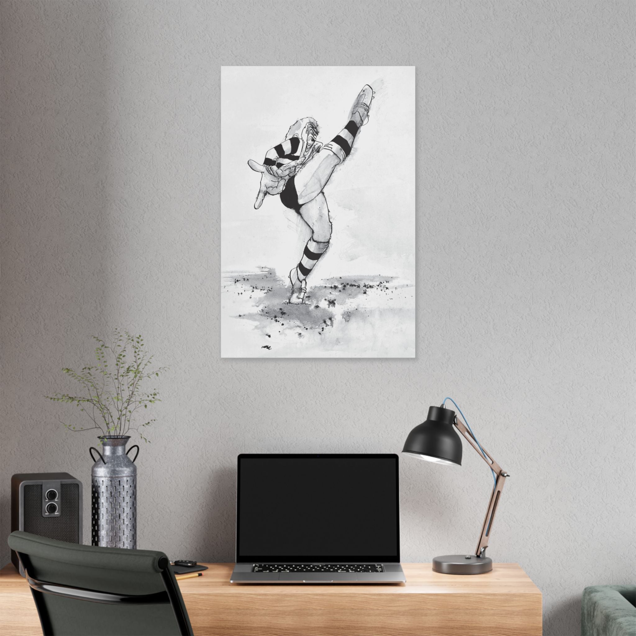 Kicking for Rugby Glory B&W Canvas