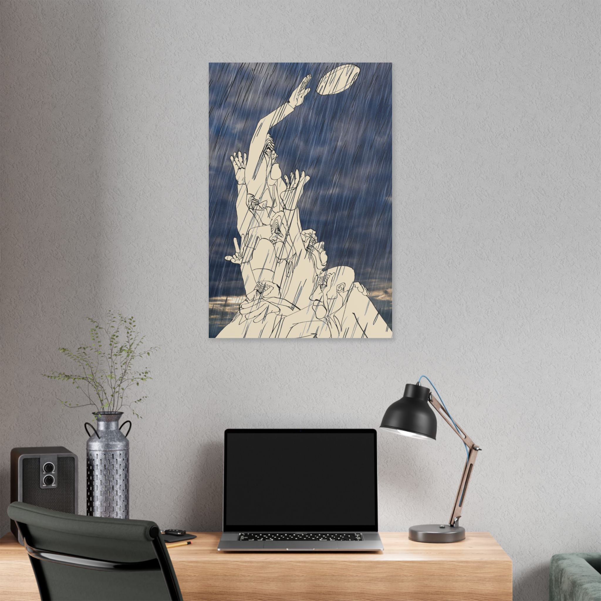 Line out in the rain Matt canvas