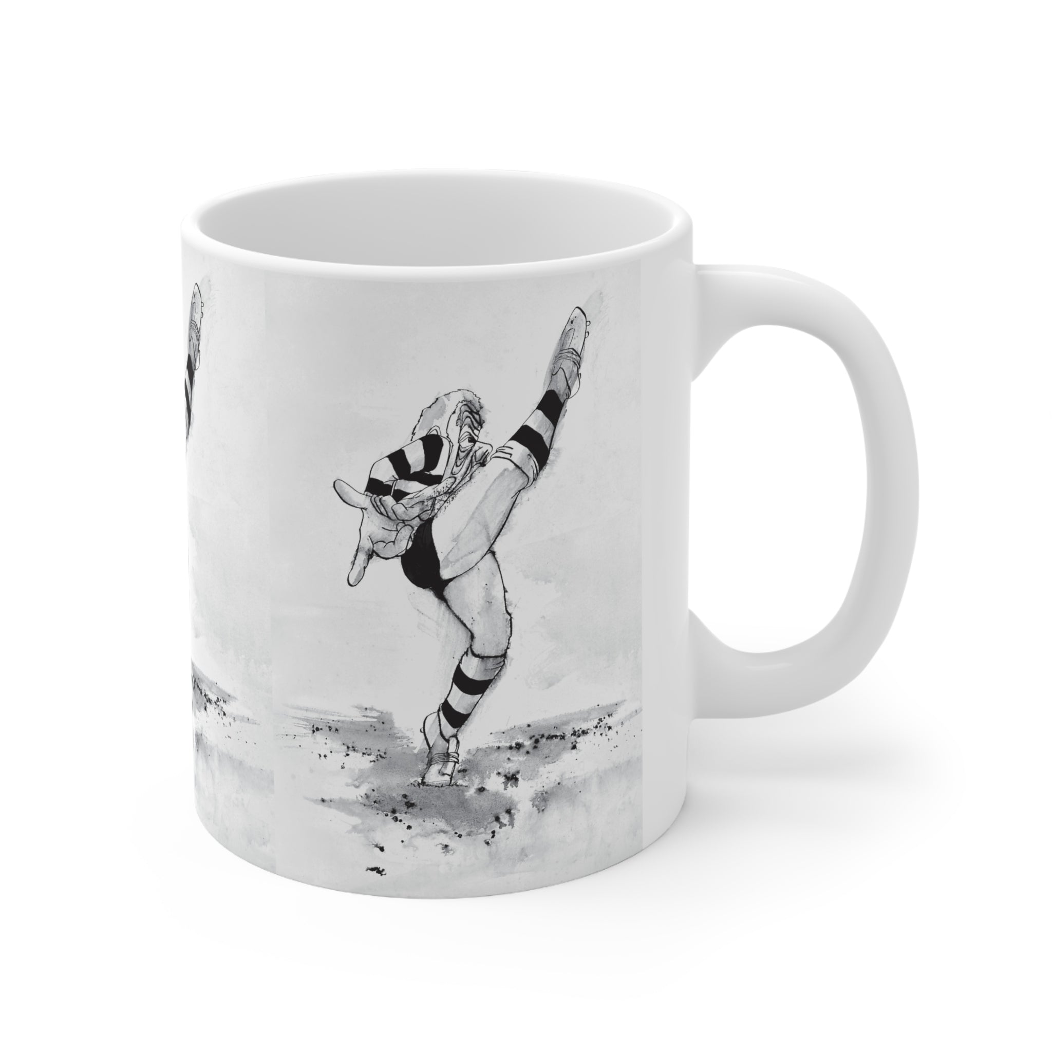 Kicking for Rugby Glory Mug B&W