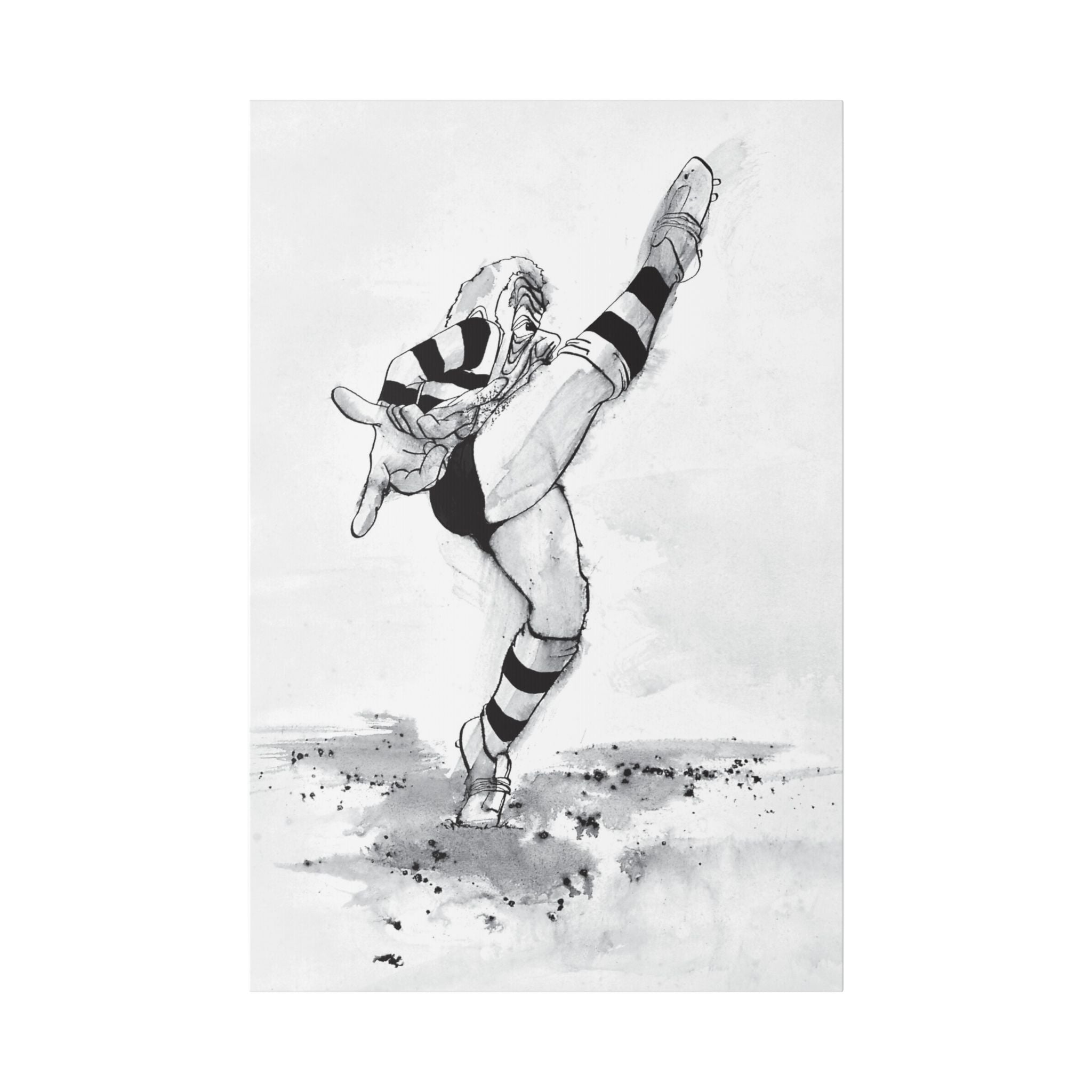 Kicking for Rugby Glory B&W Canvas