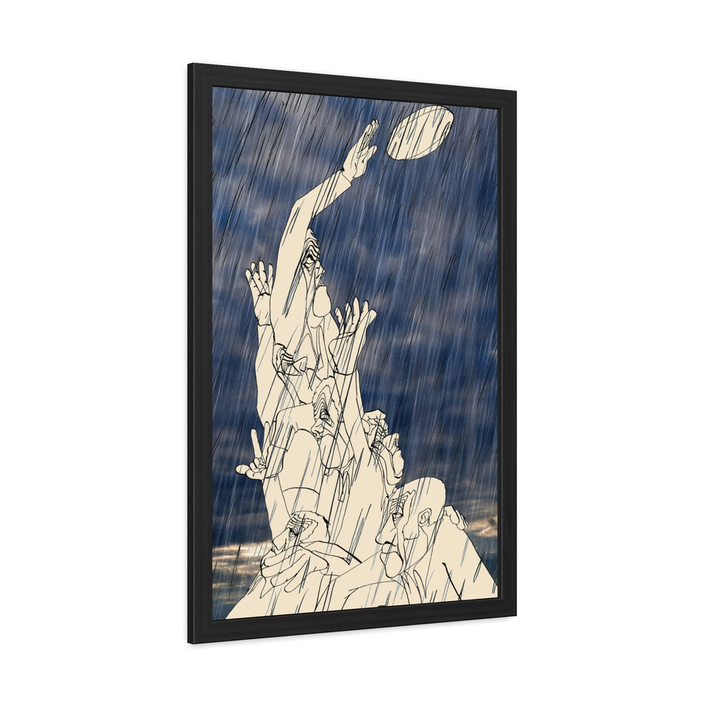 The Line out in the rain Framed art